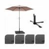 Parasols Oviala Business 3m rechte parasol met 4 opvulbare ballastplaten in taupe Oviala grijs 107273