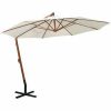 Parasols vidaXL VidaXL Zweefparasol met houten paal 350 cm wit